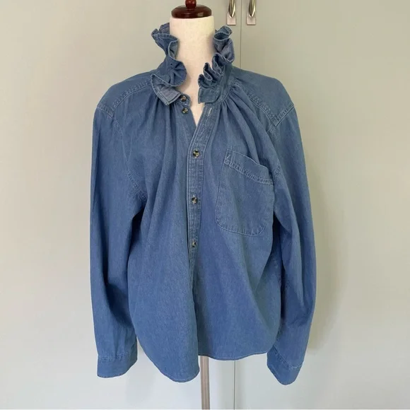 Women's Denim KMJ Shirt Quarantina Style Large - Picture 2 of 16